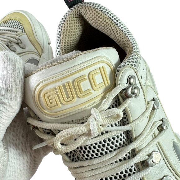 GUCCI White Leather & Mesh Flashtrek Women's Sneakers Made in Italy 38 - 8US - Picture 6 of 12